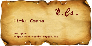 Mirku Csaba névjegykártya